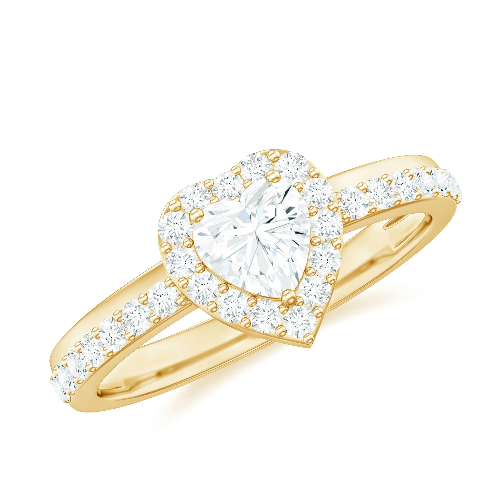 1.25 CT Heart Shape Moissanite Engagement Ring with Halo
