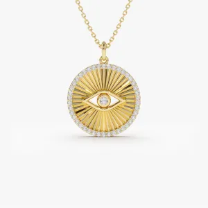 14K Evil Eye Diamond Medallion Necklace