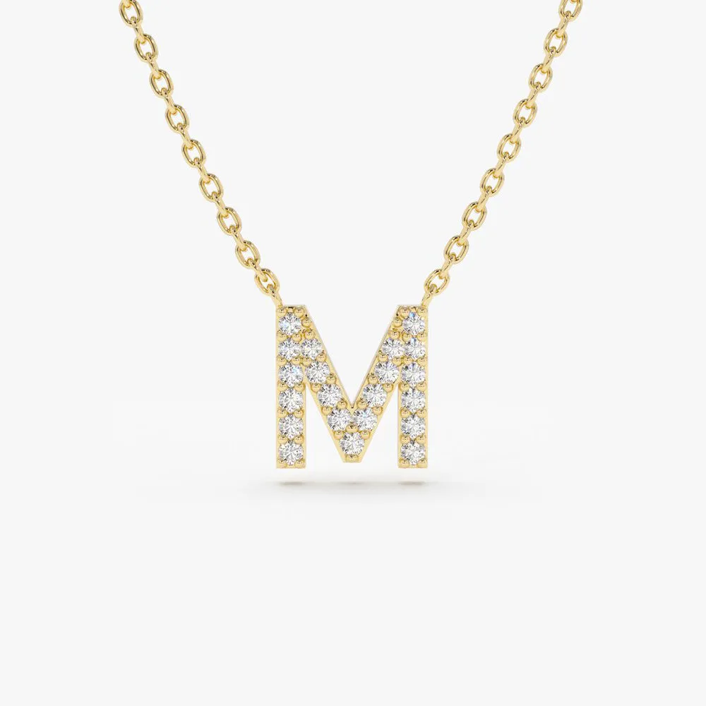 14K Gold Diamond Initial Necklace