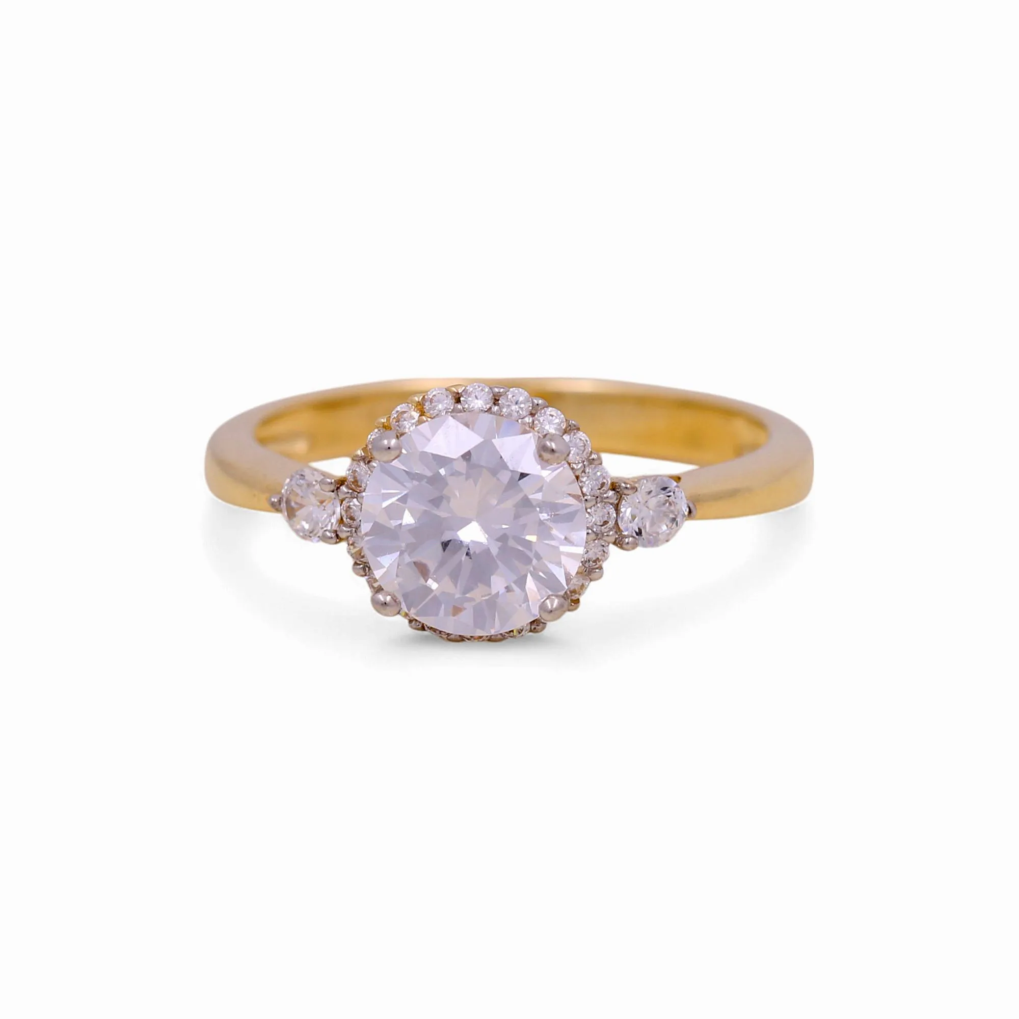 14K Yellow Gold Women's Engagement Ring / Stone: Cz / Size: 7 / Weight: 3 GR / KEEWR4ER-3