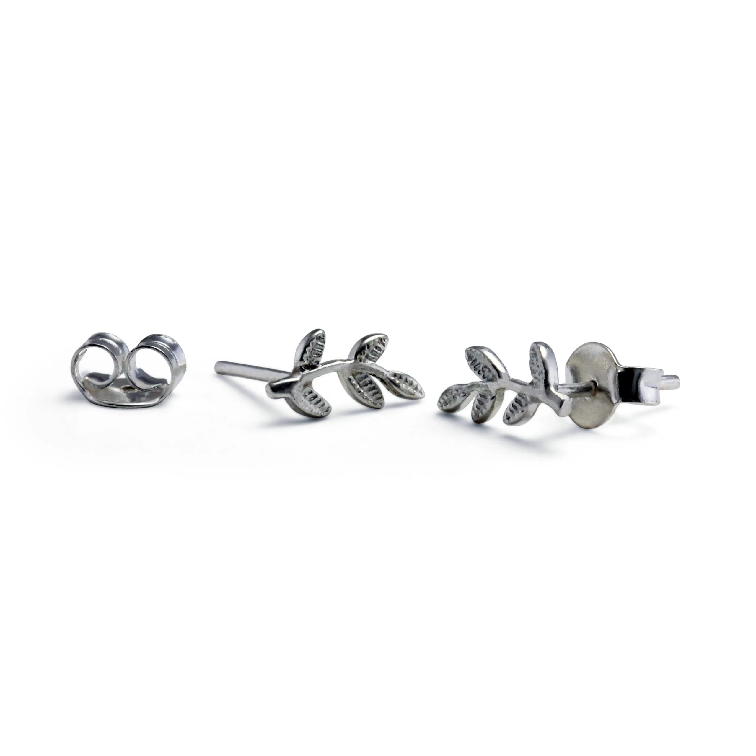 Banyan Sterling Silver Leaf Stud Earrings