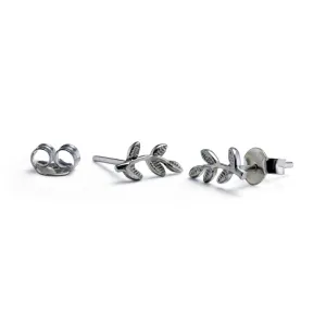 Banyan Sterling Silver Leaf Stud Earrings