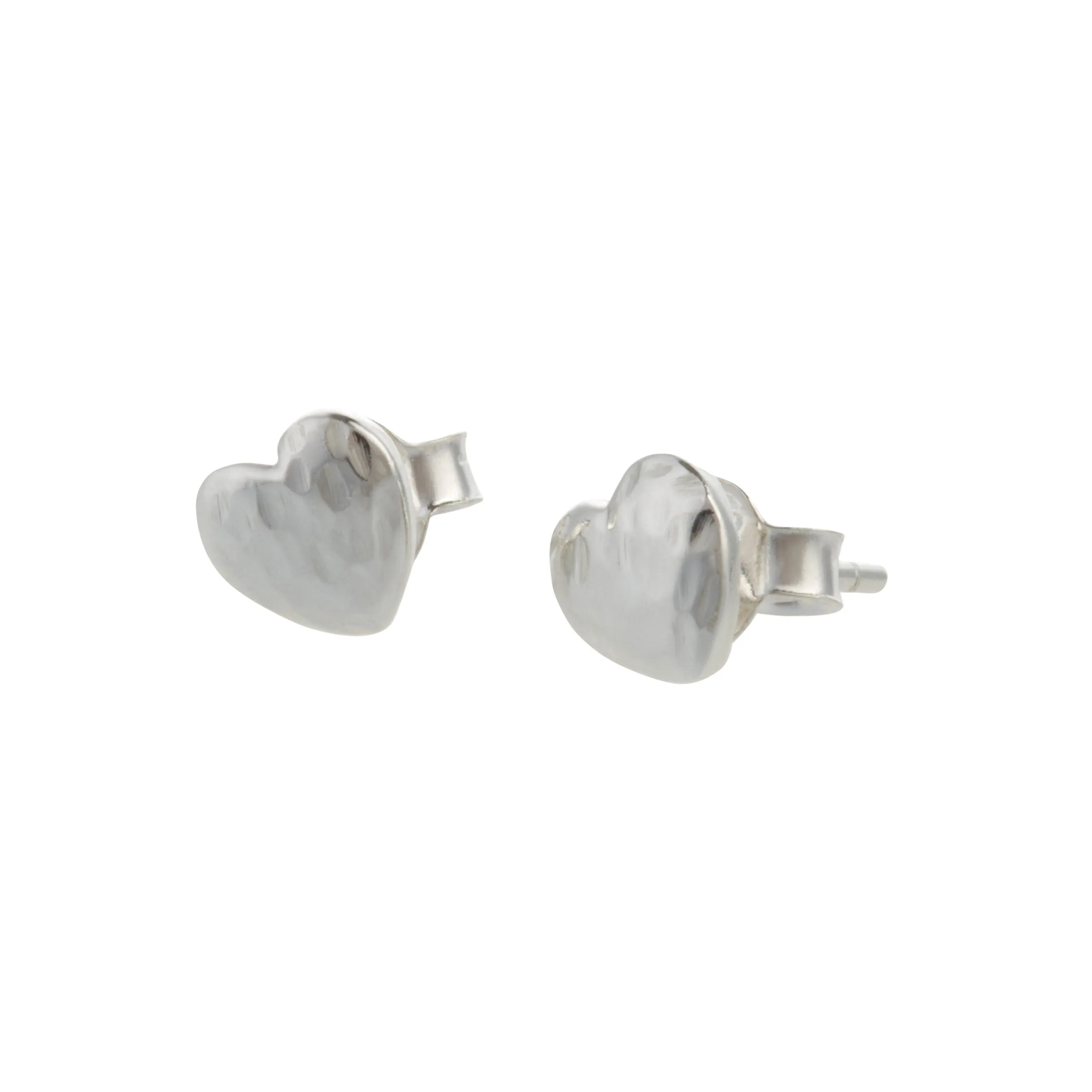 Banyan Textured Silver Heart Studs