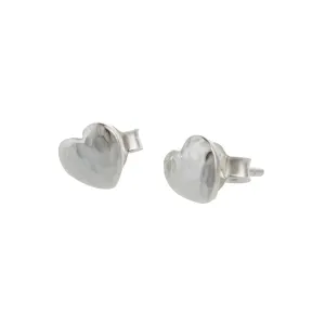Banyan Textured Silver Heart Studs