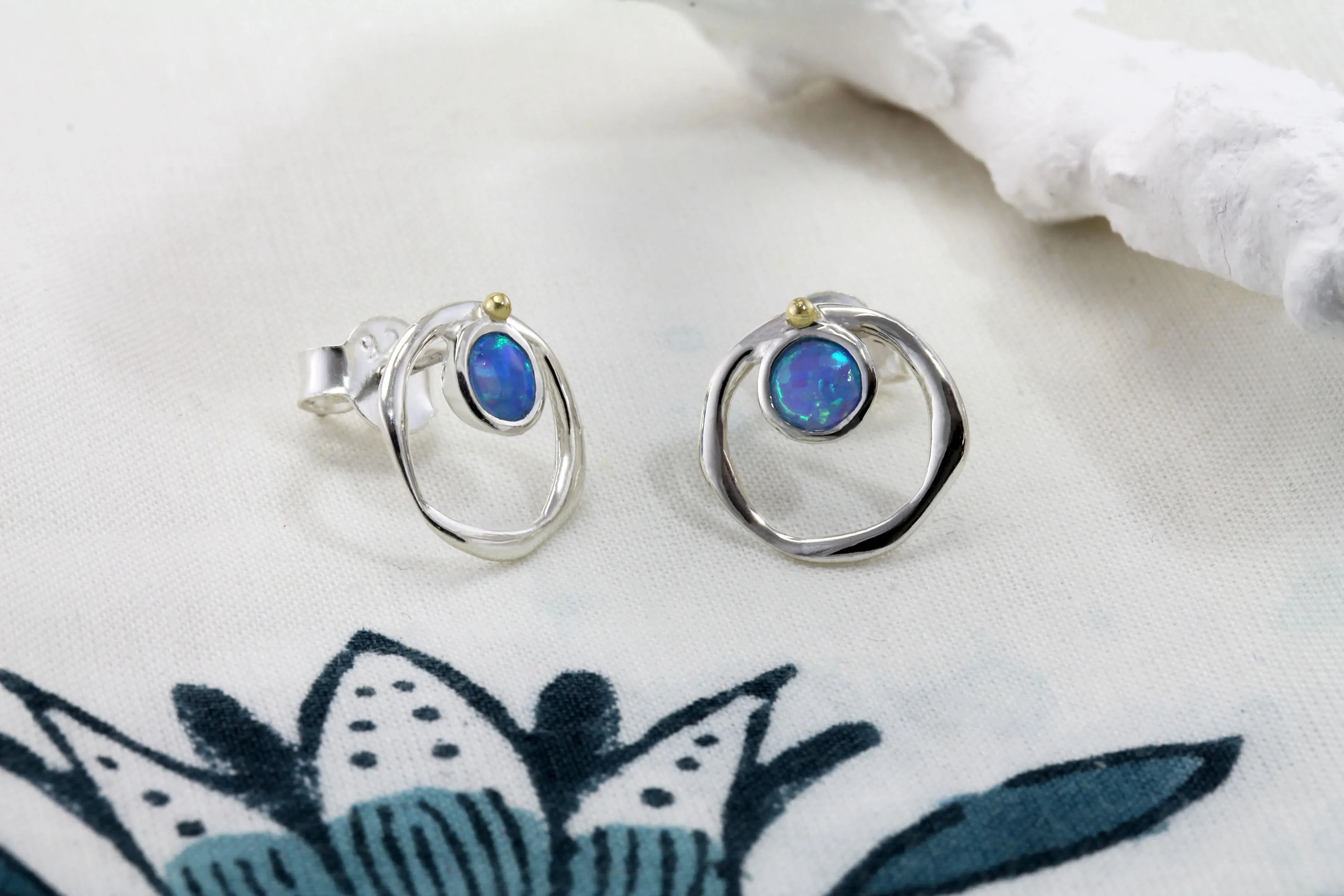 Banyan Vibrant Blue Opalite Stud Earrings