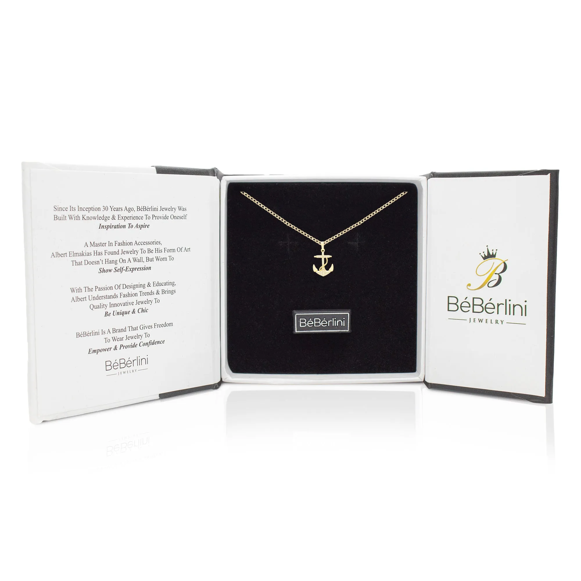 Cubic Zirconia Devil Anchor Pendant 14K Gold Filled Necklace Set