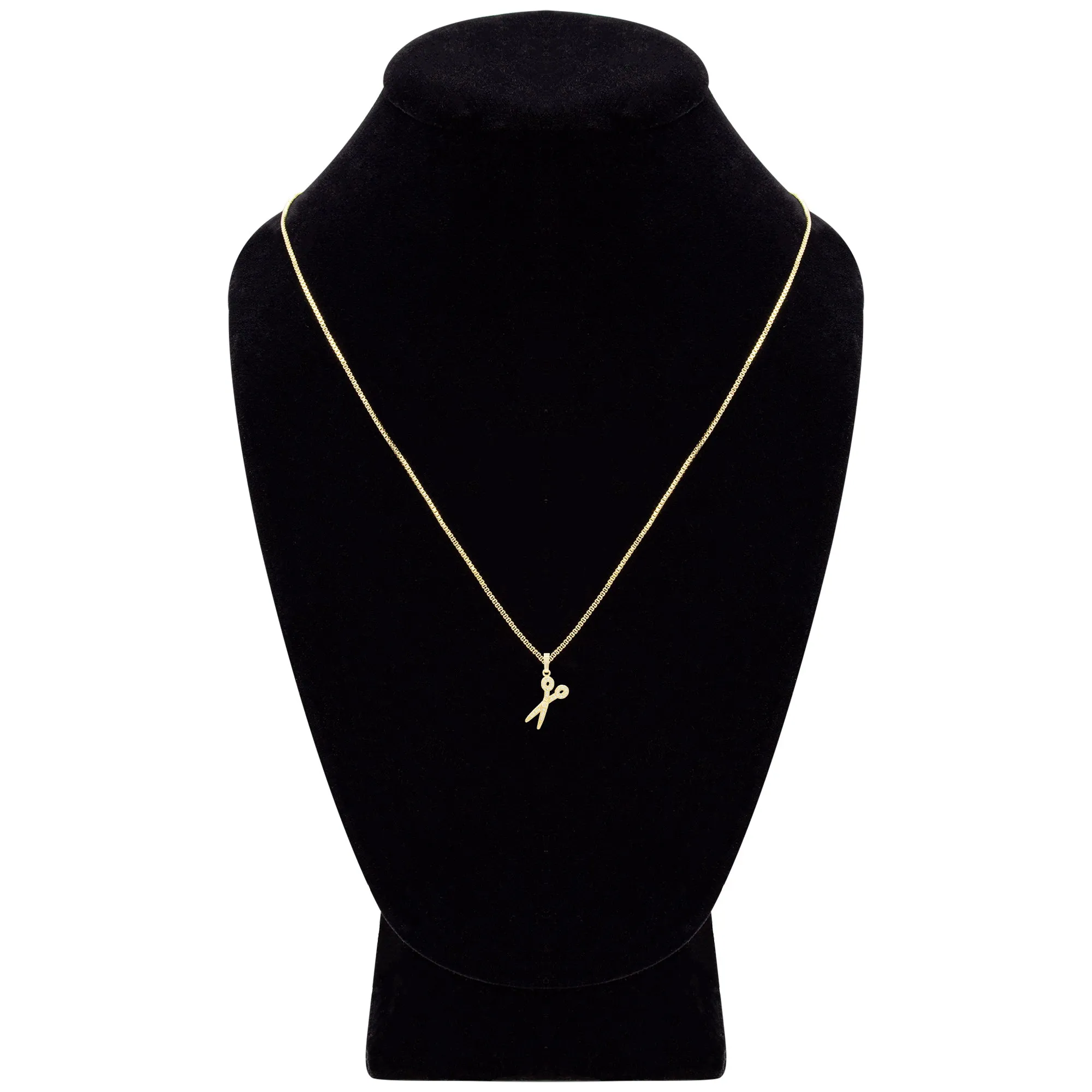 Cubic Zirconia Scissors Pendant 14K Gold Filled Necklace Set
