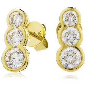 DIAMOND THREE STONE DROP EARRINGS IN 18K YELLOW GOLD
