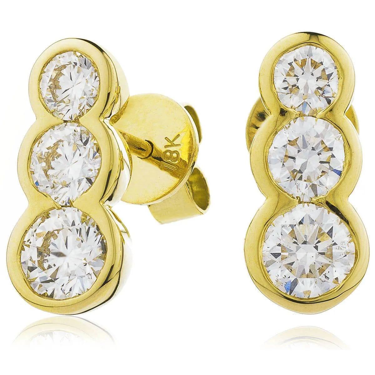 DIAMOND THREE STONE DROP EARRINGS IN 18K YELLOW GOLD