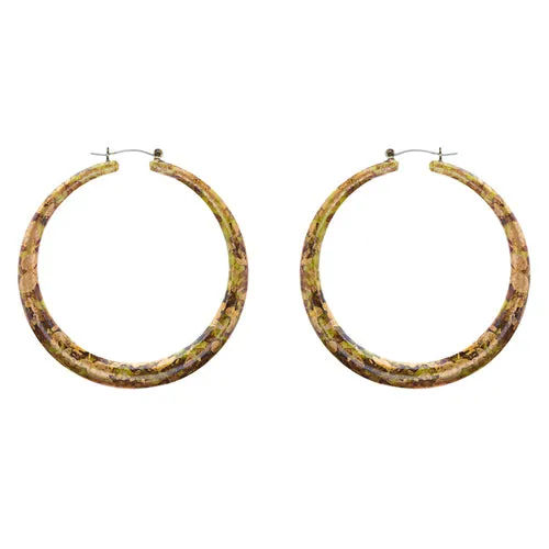 Fashion Hoop Earrings Painted Lucite Green