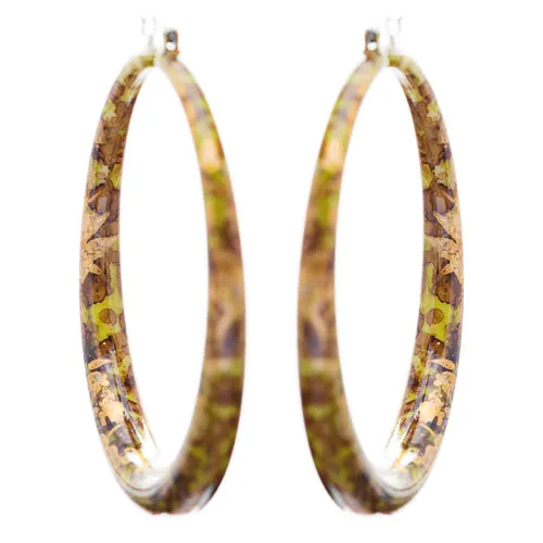 Fashion Hoop Earrings Painted Lucite Green