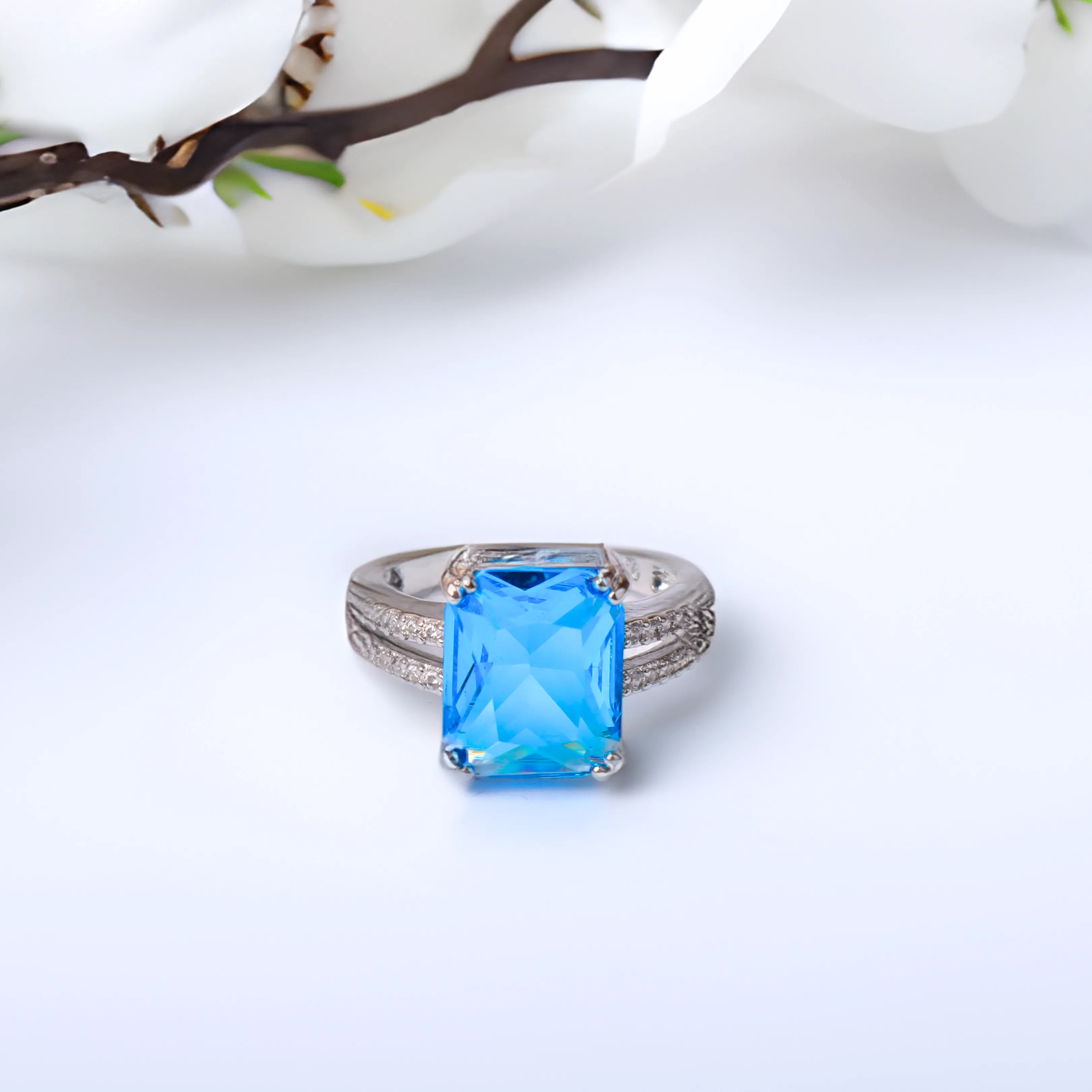 Fine G.Silver Sea Blue Ring.
