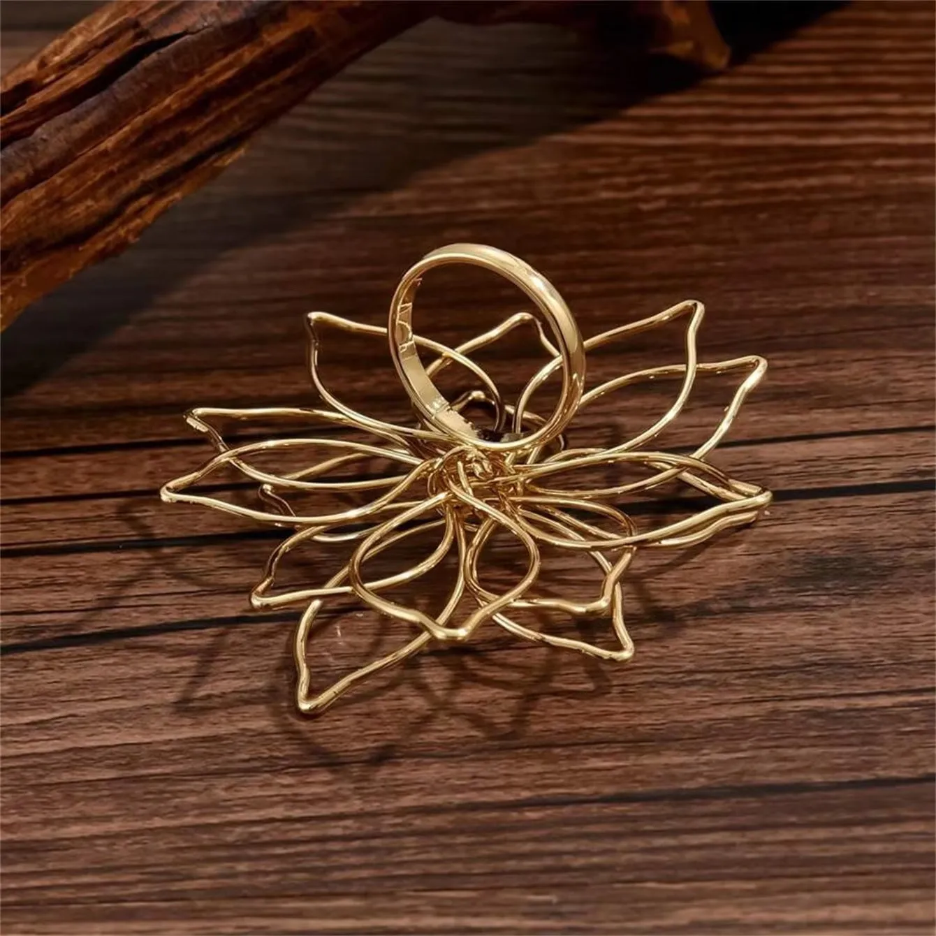 Gold Statement Floral Ring