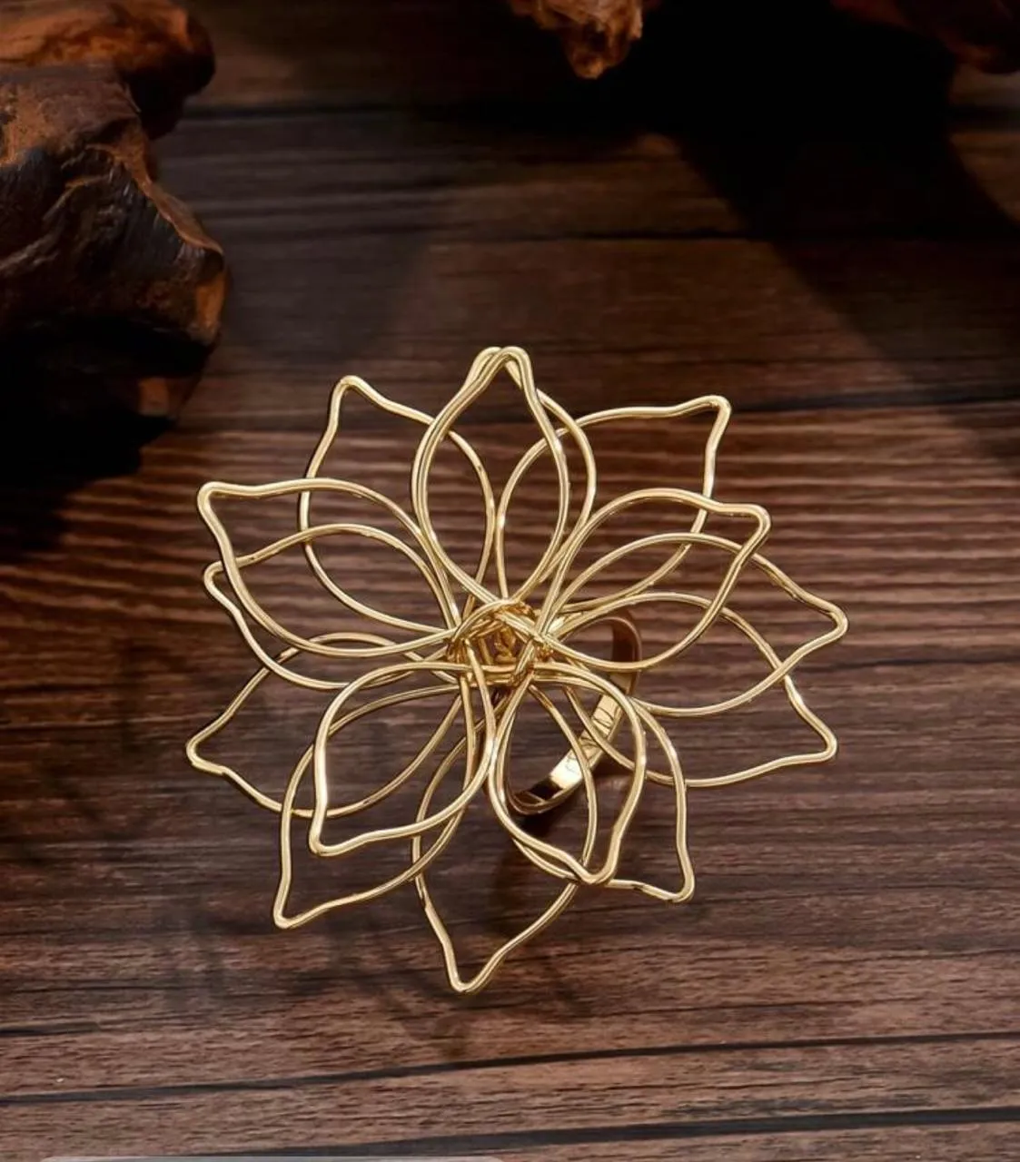Gold Statement Floral Ring