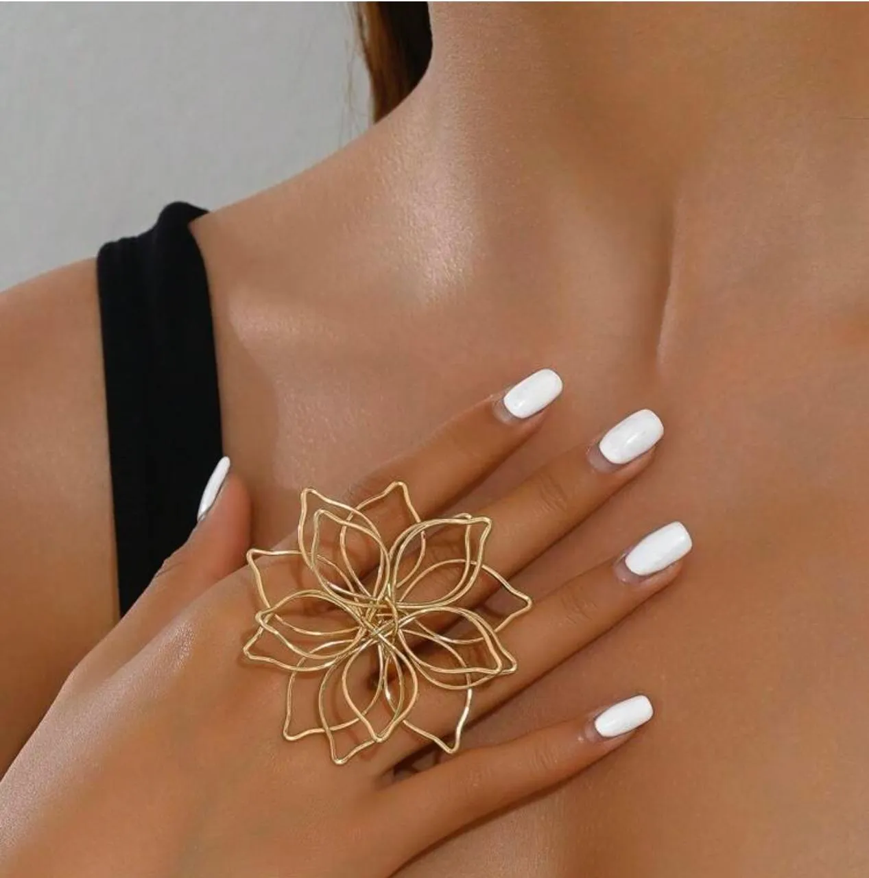 Gold Statement Floral Ring