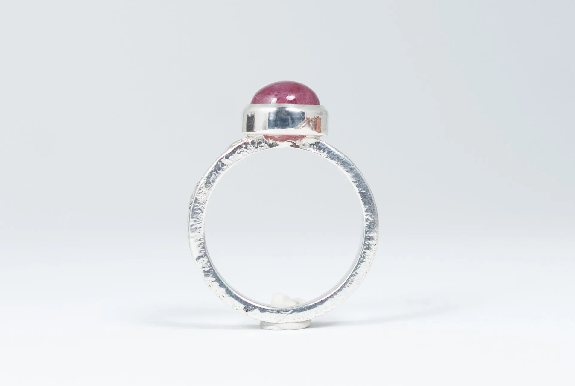 Handmade silver ring with Ruby cabochon