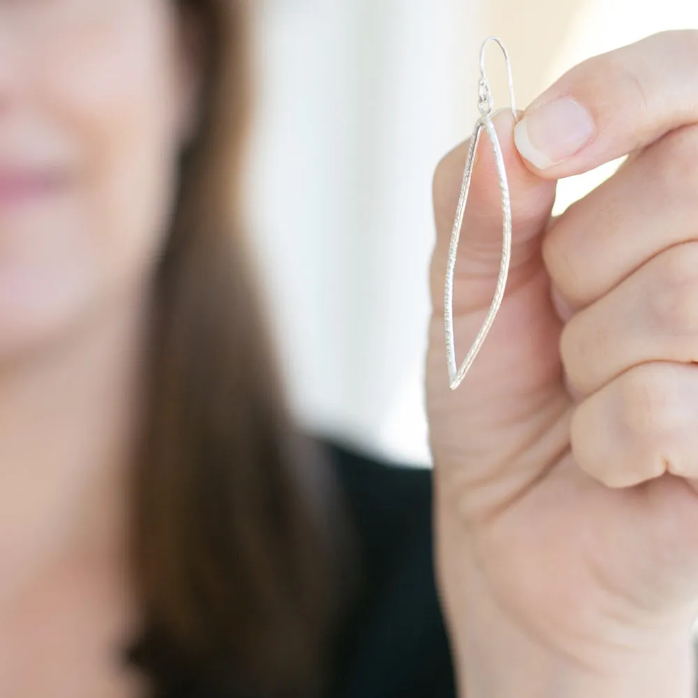 Leaf Silver Hoop Earrings - RIPPLE