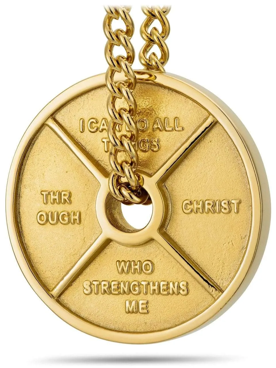 Men's Gold Stainless Steel Weight Necklace Philippians 4:13