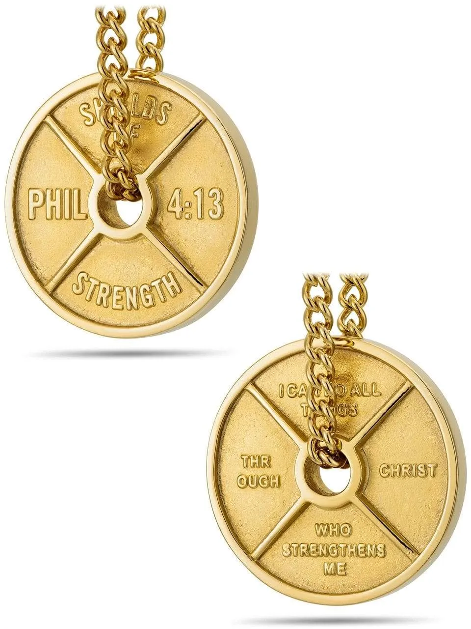 Men's Gold Stainless Steel Weight Necklace Philippians 4:13