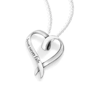 Sterling Silver Heart Necklace Love Never Fails