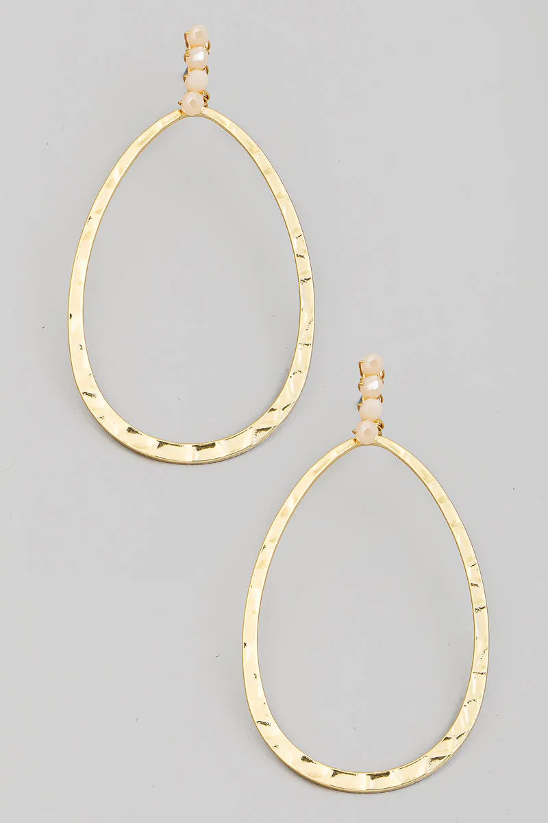 Teardrop Earrings in Gold with Stone Accents
