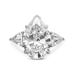 White Diamond Upside Down Pear Shape Diamond Ring